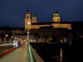 St. Stephen's Cathedral In Passau At Night