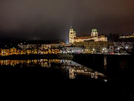 St. Stephen's Cathedral In Passau At Night