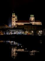 St. Stephen's Cathedral In Passau At Night