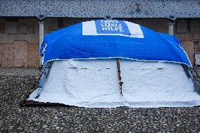 Refugee Tent Display At Passau Cathedral Highlights Global Refugee Crisis