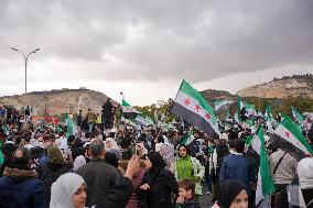 Syrians Celebrate The Overthrow Of The Assad Regime In Umayyad Square, Damascus