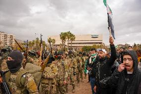 Syrians Celebrate The Overthrow Of The Assad Regime In Umayyad Square, Damascus