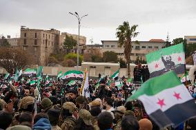 Syrians Celebrate The Overthrow Of The Assad Regime In Umayyad Square, Damascus