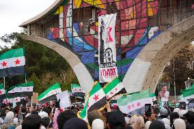 Syrians Celebrate The Overthrow Of The Assad Regime In Umayyad Square, Damascus