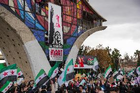 Syrians Celebrate The Overthrow Of The Assad Regime In Umayyad Square, Damascus