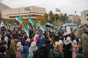 Syrians Celebrate The Overthrow Of The Assad Regime In Umayyad Square, Damascus