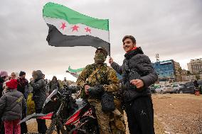 Syrians Celebrate The Overthrow Of The Assad Regime In Umayyad Square, Damascus