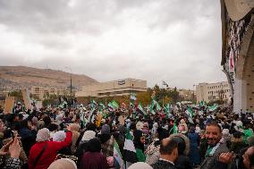 Syrians Celebrate The Overthrow Of The Assad Regime In Umayyad Square, Damascus