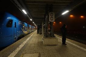 Train Station Buchloe In Bavaria At Night