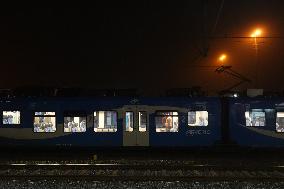 Train Station Buchloe In Bavaria At Night