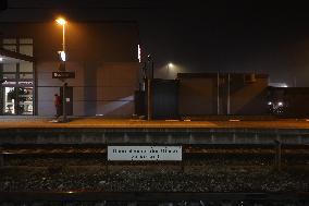 Train Station Buchloe In Bavaria At Night