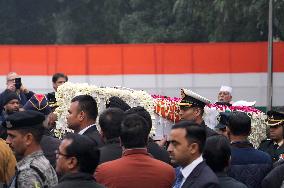 Last Respects Paid To Former Indian Prime Minister Manmohan Singh