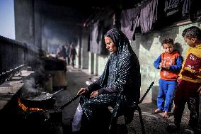 Daily Life of Displaced Palestinians at a Makeshift Camp - Deir al-Balah