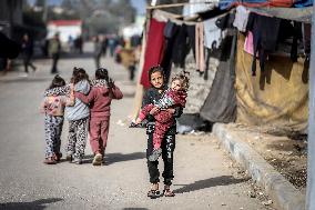 Daily Life of Displaced Palestinians at a Makeshift Camp - Deir al-Balah