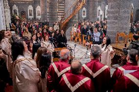 Syrian Christians Celebrate Christmas Eve At Olive Church - Damascus