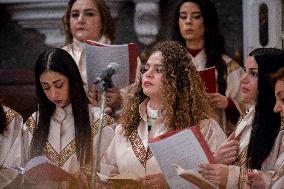 Syrian Christians Celebrate Christmas Eve At Olive Church - Damascus