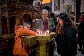 Syrian Christians Celebrate Christmas Eve At Olive Church - Damascus