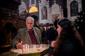 Syrian Christians Celebrate Christmas Eve At Olive Church - Damascus