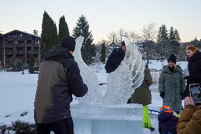 Ice Sculpture Art In Oberstaufen At The Winter Magic Festival Winterzauber