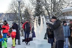 Ice Sculpture Art In Oberstaufen At The Winter Magic Festival Winterzauber