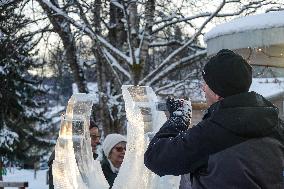 Ice Sculpture Art In Oberstaufen At The Winter Magic Festival Winterzauber