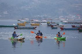 Daily Life In Fewa Lake In Pokhara, Nepal.