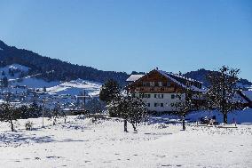 Bavarian Winter Landscape In Oberstaufen