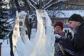 Ice Sculpture Art In Oberstaufen At The Winter Magic Festival Winterzauber