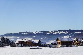 Bavarian Winter Landscape In Oberstaufen