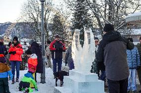 Ice Sculpture Art In Oberstaufen At The Winter Magic Festival Winterzauber