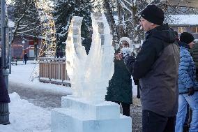 Ice Sculpture Art In Oberstaufen At The Winter Magic Festival Winterzauber