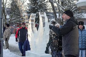 Ice Sculpture Art In Oberstaufen At The Winter Magic Festival Winterzauber