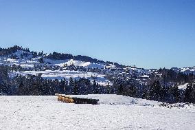 Bavarian Winter Landscape In Oberstaufen