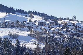 Bavarian Winter Landscape In Oberstaufen