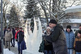 Ice Sculpture Art In Oberstaufen At The Winter Magic Festival Winterzauber