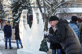 Ice Sculpture Art In Oberstaufen At The Winter Magic Festival Winterzauber