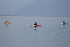 Daily Life In Fewa Lake In Pokhara, Nepal.