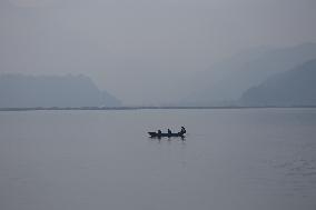 Daily Life In Fewa Lake In Pokhara, Nepal.