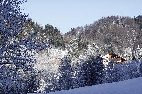 Bavarian Winter Landscape In Oberstaufen