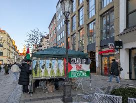 Pro-Palestine Protest Information Booth In Munich