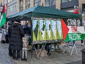 Pro-Palestine Protest Information Booth In Munich