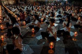 Buddhist Devotees Participate In The Light Of Peace Ceremony In Indonesia