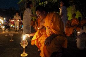 Buddhist Devotees Participate In The Light Of Peace Ceremony In Indonesia