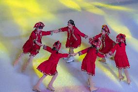 Children Perform at An Ice Skating Rink in Chongqing