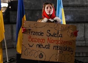 Protest In Support Of Ukraine In Krakow Continues