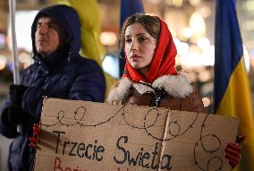 Protest In Support Of Ukraine In Krakow Continues