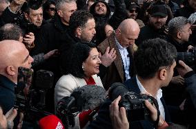 Salome Zourabichvili Leaves The Presidential Palace After Kavelashvili's Inauguration