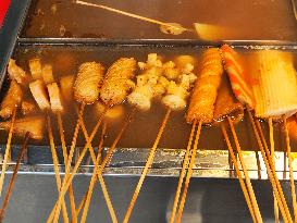 Spicy Hot Pot Dishes at A Food Stall in Beijing