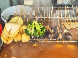 Spicy Hot Pot Dishes at A Food Stall in Beijing