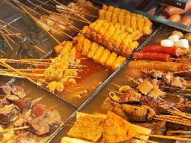 Spicy Hot Pot Dishes at A Food Stall in Beijing